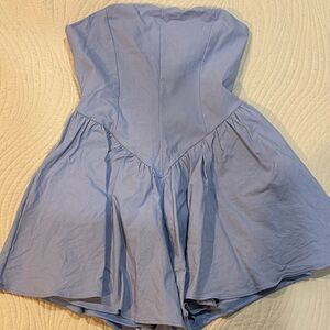 Fashion Nova Light Blue Strapless Romper